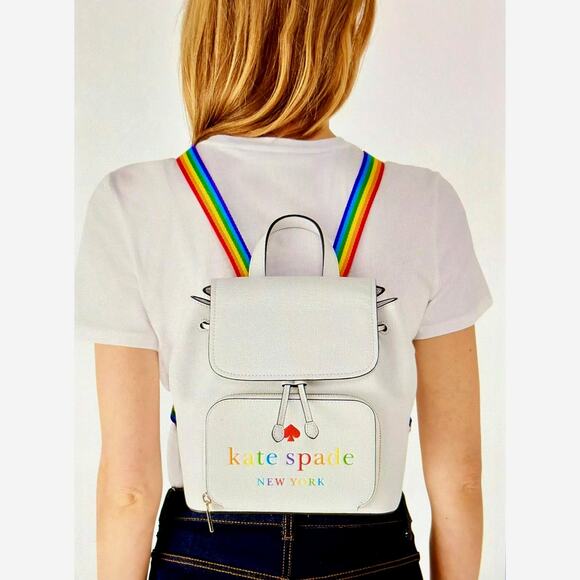 Kate Spade New York Pride Rainbow Darcy Flap White Leather Backpack main image 15
